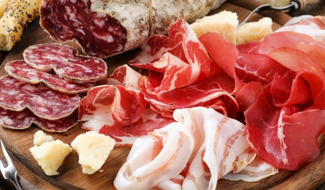 Prosciutto ham, bresaola, pancetta, salami and parmesan